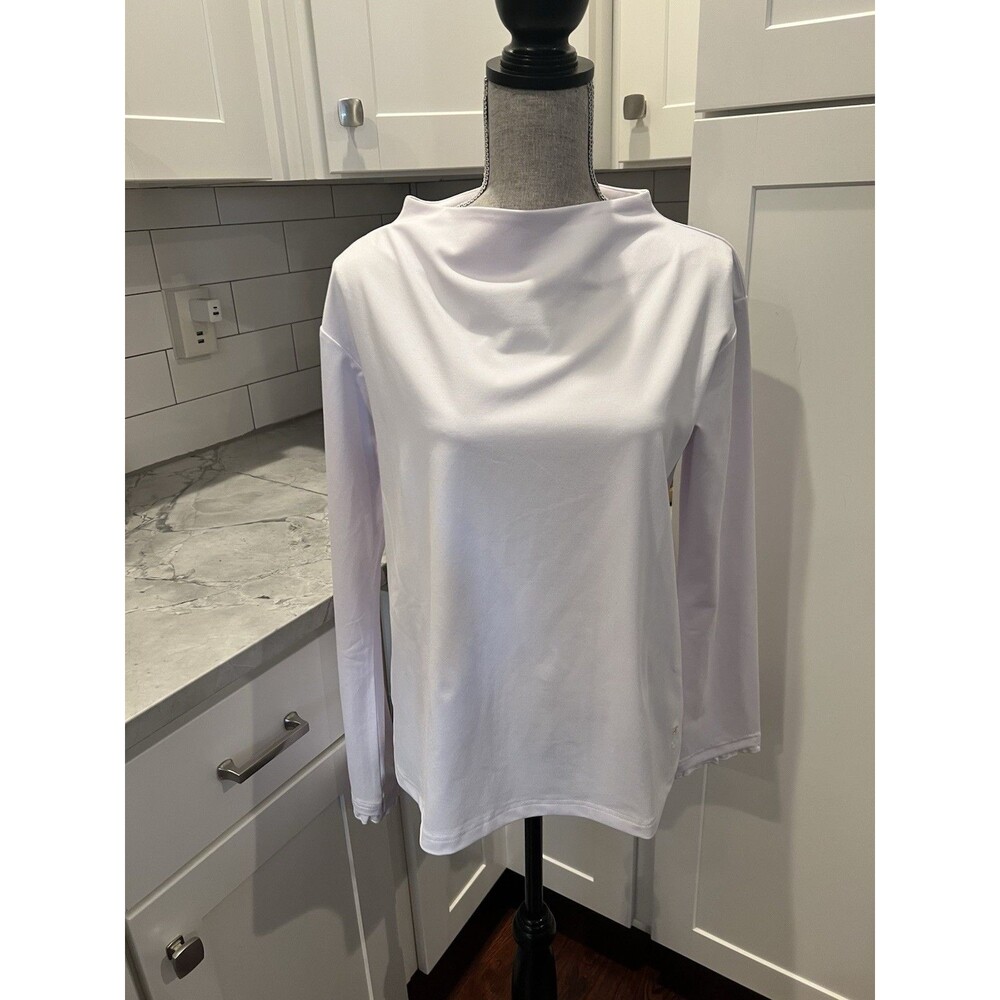 Golftini Women’s XL White Performance Golf Top Boat Neck Stretch Long Sleeve